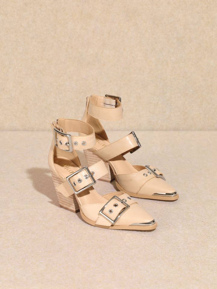 CCOCCI - Wholesale High heels โ Womenโs - HENDRIX TRIPLE BELT STRAP POINTED TOE BLOCK HEELS5