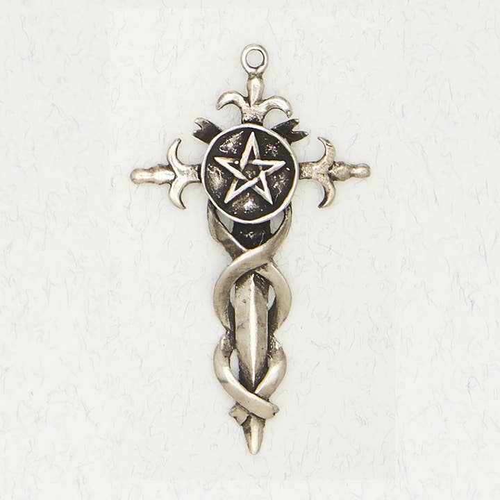 Nirvana LLC - Venta al por mayor Abalorios/colgantes individuales - Collar con colgante de peltre Wicca - Pentáculo de la espada0