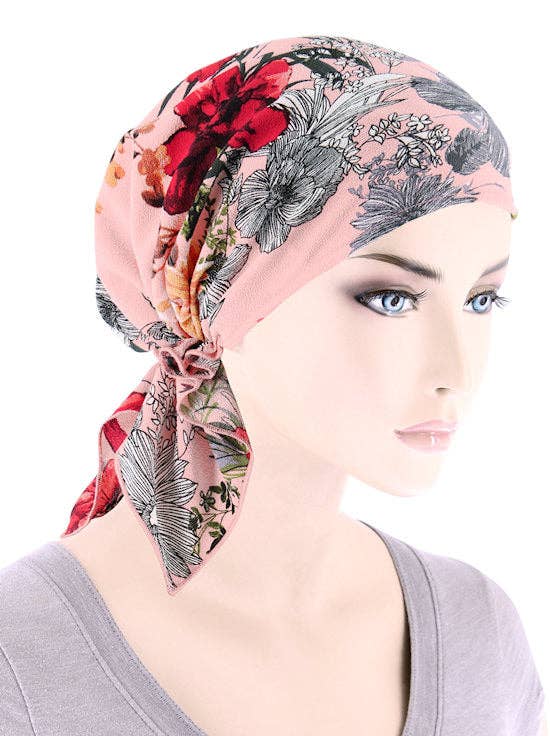 Turban Plus – Engroshandel Hovedtørklæde - Dame – The Shorty Tørklæde Pink Floral Blossom