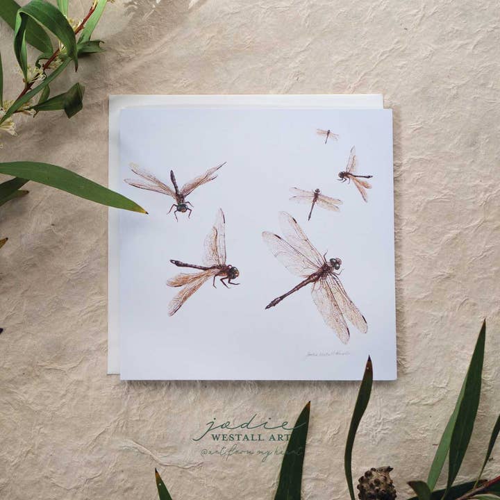 'Transformation' Dragon Fly's - Wenskaart voor wholesale door Jodie Westall Art