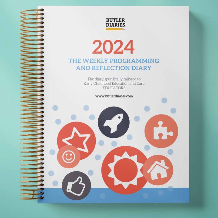 2024 Weekly Programming and Reflection Child Educator Diary - Hard Cover Spiral Bound for wholesale by Butler Diaries