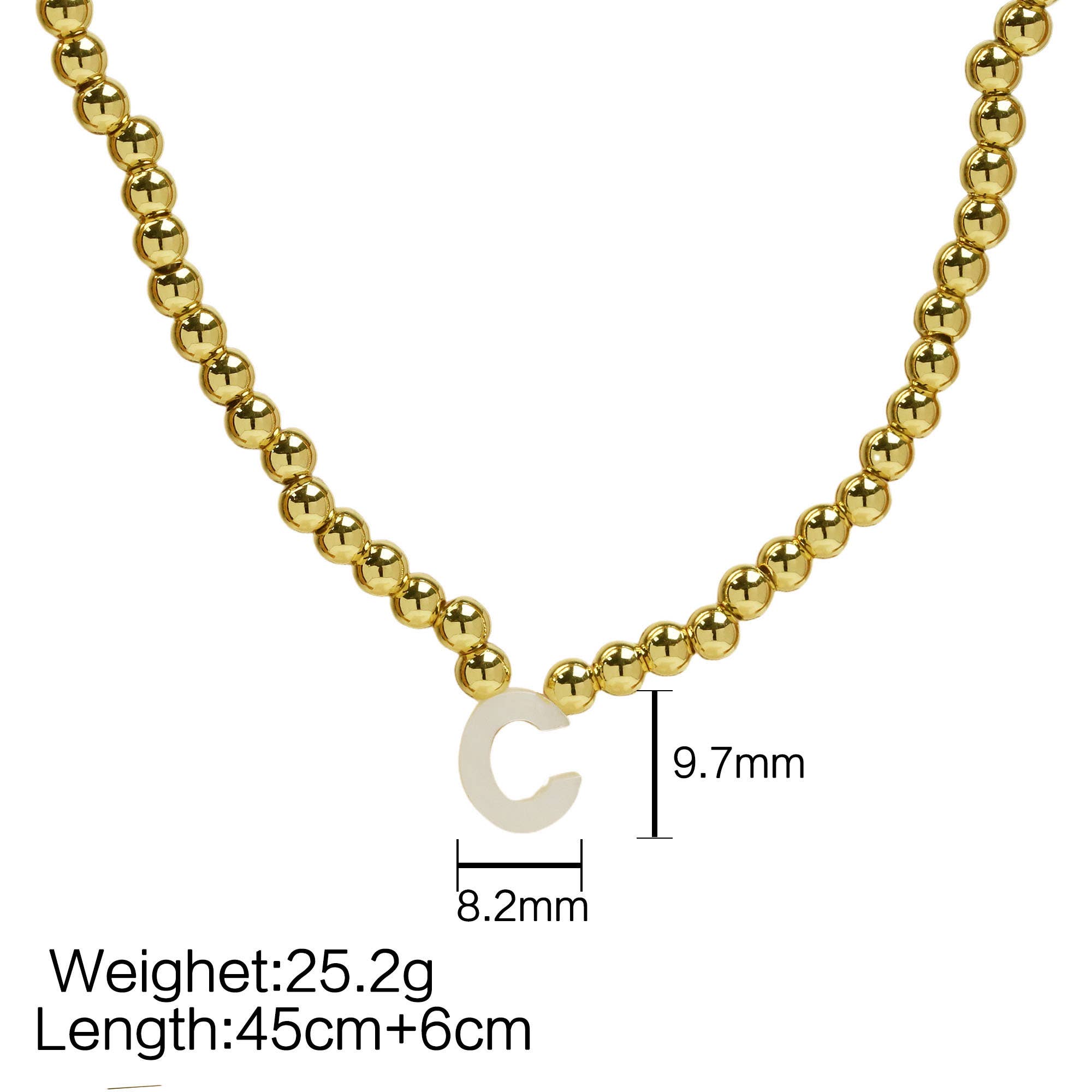 Savvy Bling – Colar pingente/pendente por atacado – Colar inicial de contas de ouro inicial de concha inicial em ouro 18K26