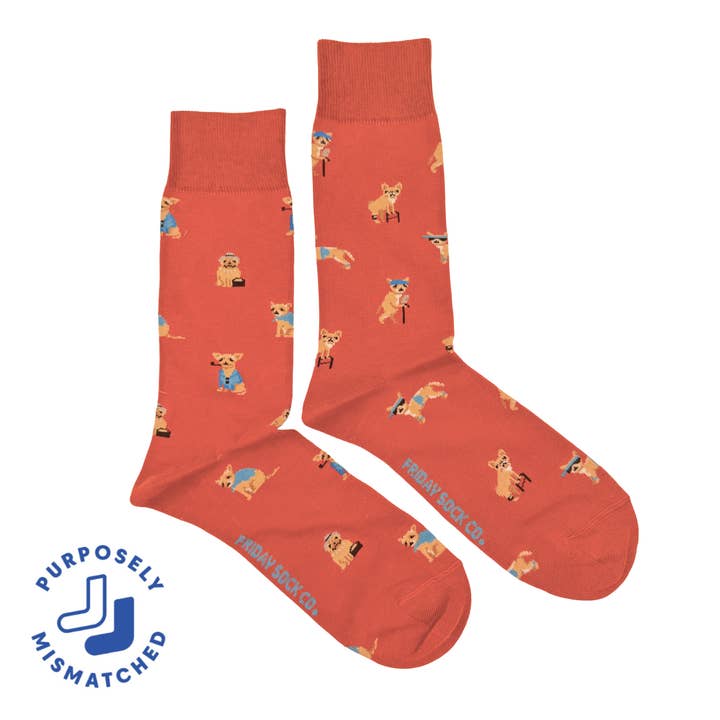 Men's Old Doggies This Did Good Mismatched Socks, Give Back for wholesale by Friday Sock Co.