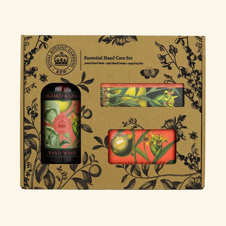 Kew Gardens Bergamot and Ginger Essential Hand Care Gift Box for wholesale by The English Soap Company