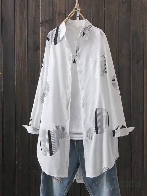 Plush Looks – Großhandel Hemd mit Button-down-Kragen – Damen – Langärmlige, locker bedruckte Hemden mit Revers1