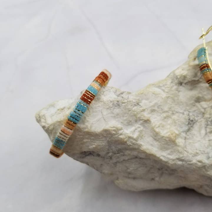 The Pretty Jewellery - Wholesale Hoop Earrings - Boho Cloth Print Hoop Earrings1