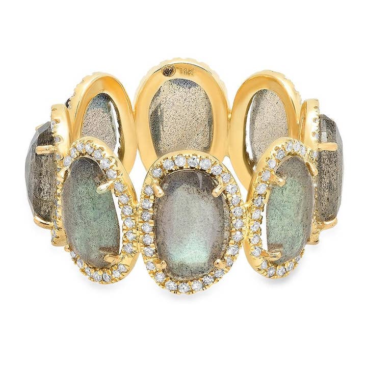 FACETED LABRADORITE & DIAMOND RING, GOLD for wholesale by JEN HANSEN