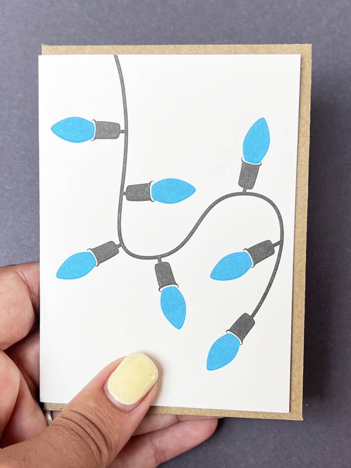 Neon Blue Lights Card for wholesale by Penguin Ink