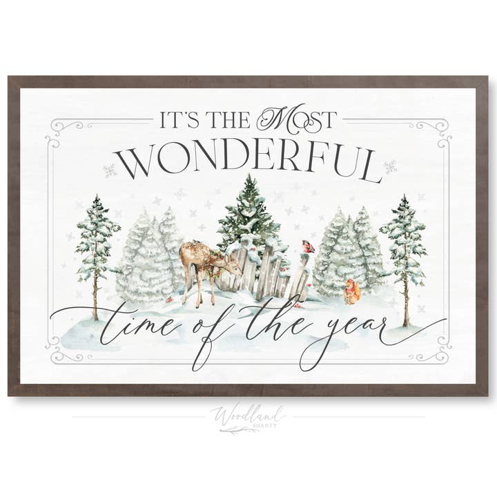 Panneau de Noël encadré Most Wonderful Time of the Year pour la vente par Woodland Shanty