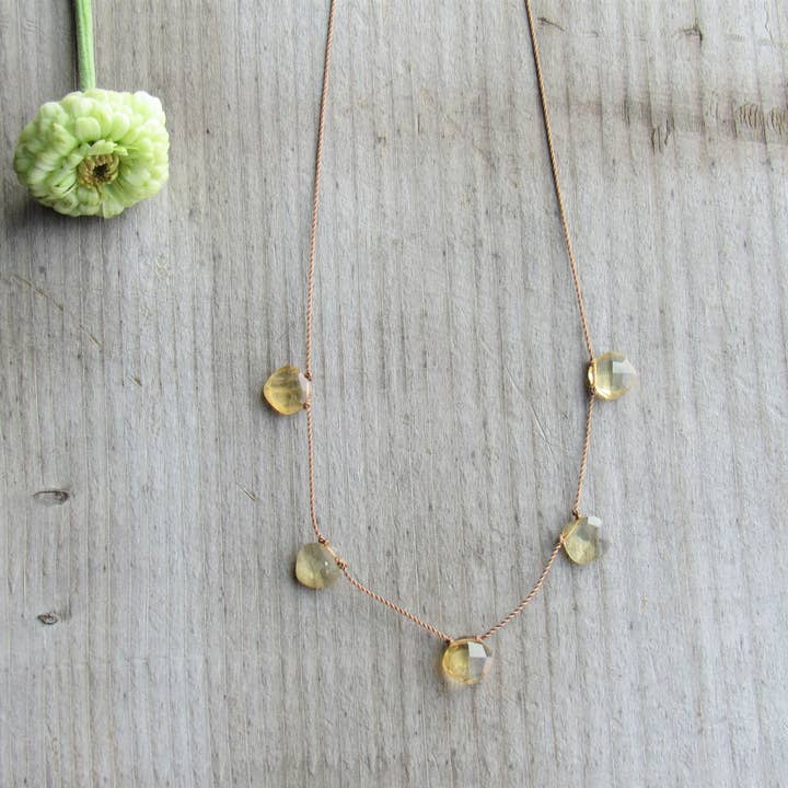 Soulsilk - Wholesale Pendant/Charm Necklace - Citrine 5 Stone Necklace- Happiness