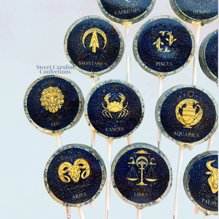 Sweet Caroline Confections - Wholesale Lollipop - Horoscope Lollipops - Raspberry Flavor - 12/Set - VEGAN