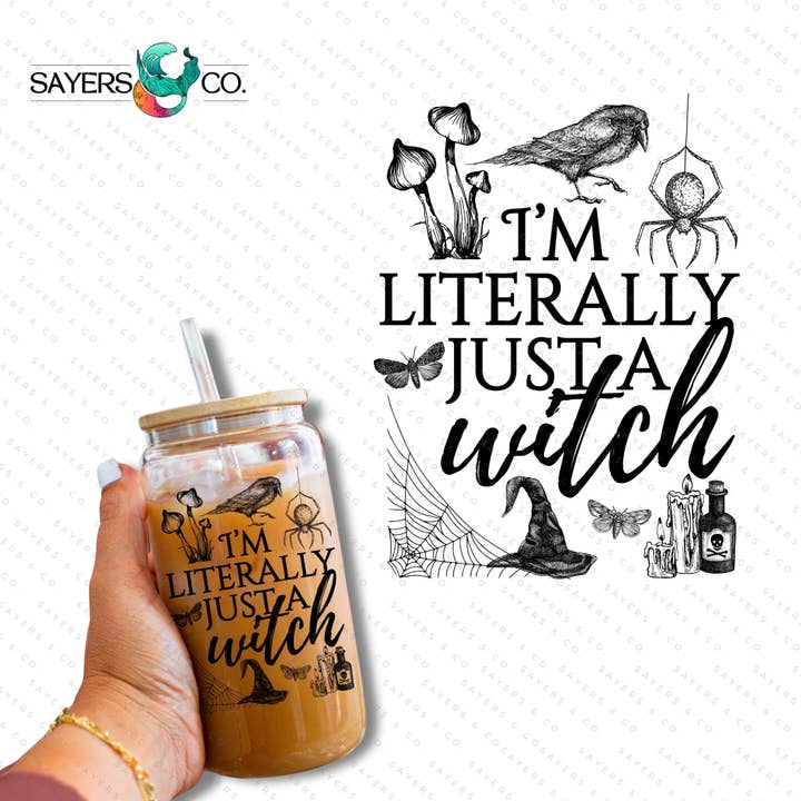 Stampa a sublimazione o stampa in vinile: Sono letteralmente solo una strega - cappello stampa 16oz per la vendita all'ingrosso da parte di Sayers & Co.