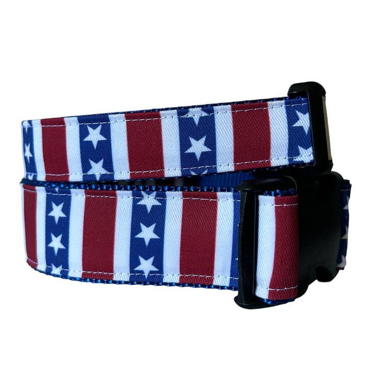 Patriotic Collar, American Flag, 4th of July Red White blue for wholesale by Sew Fetch Dog Co