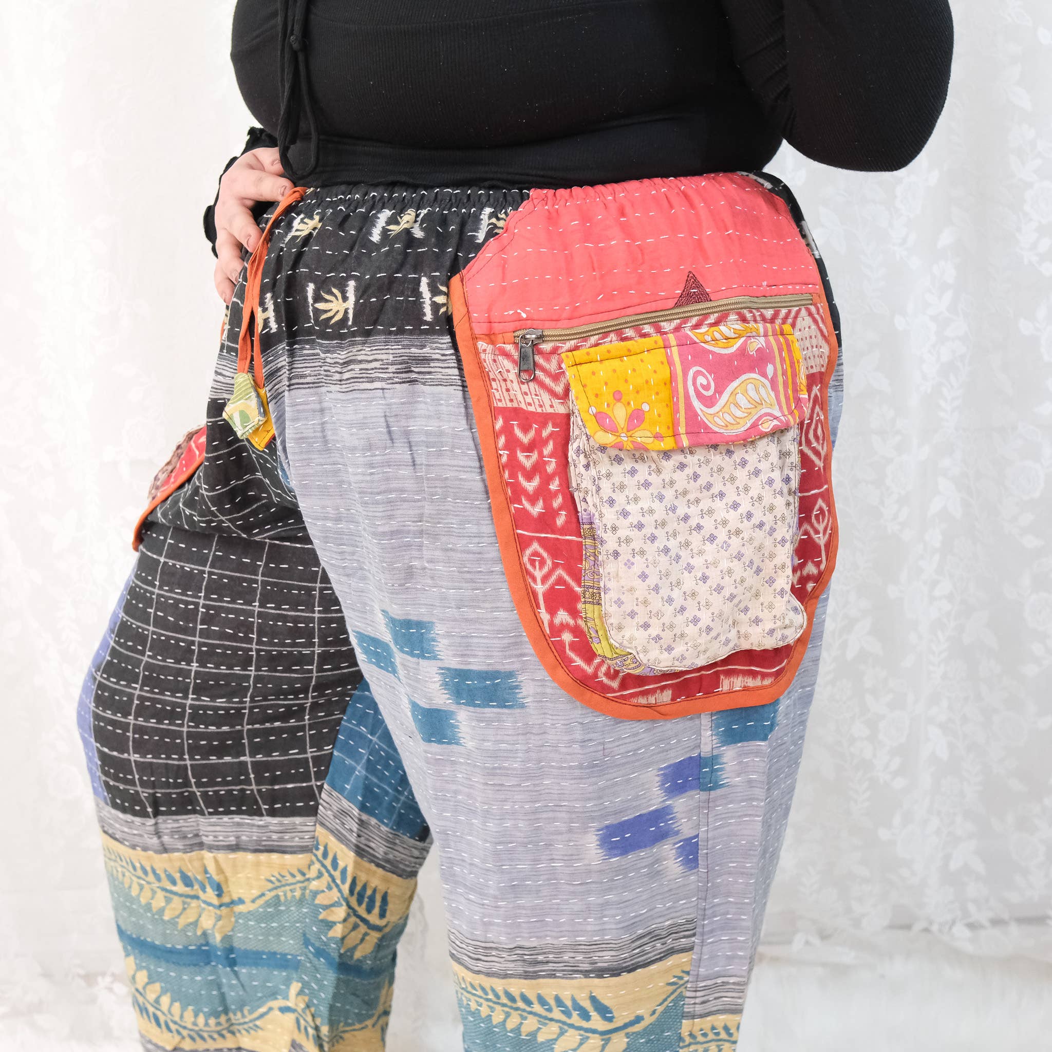 Karma Nepal Crafts - Wholesale Pants - Women's - One of a Kind Kantha Baggy Pants with Pockets18