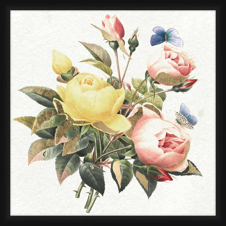 Vintage Flowers 20'' x 20'' Framed Wall Art for wholesale by PTM Images