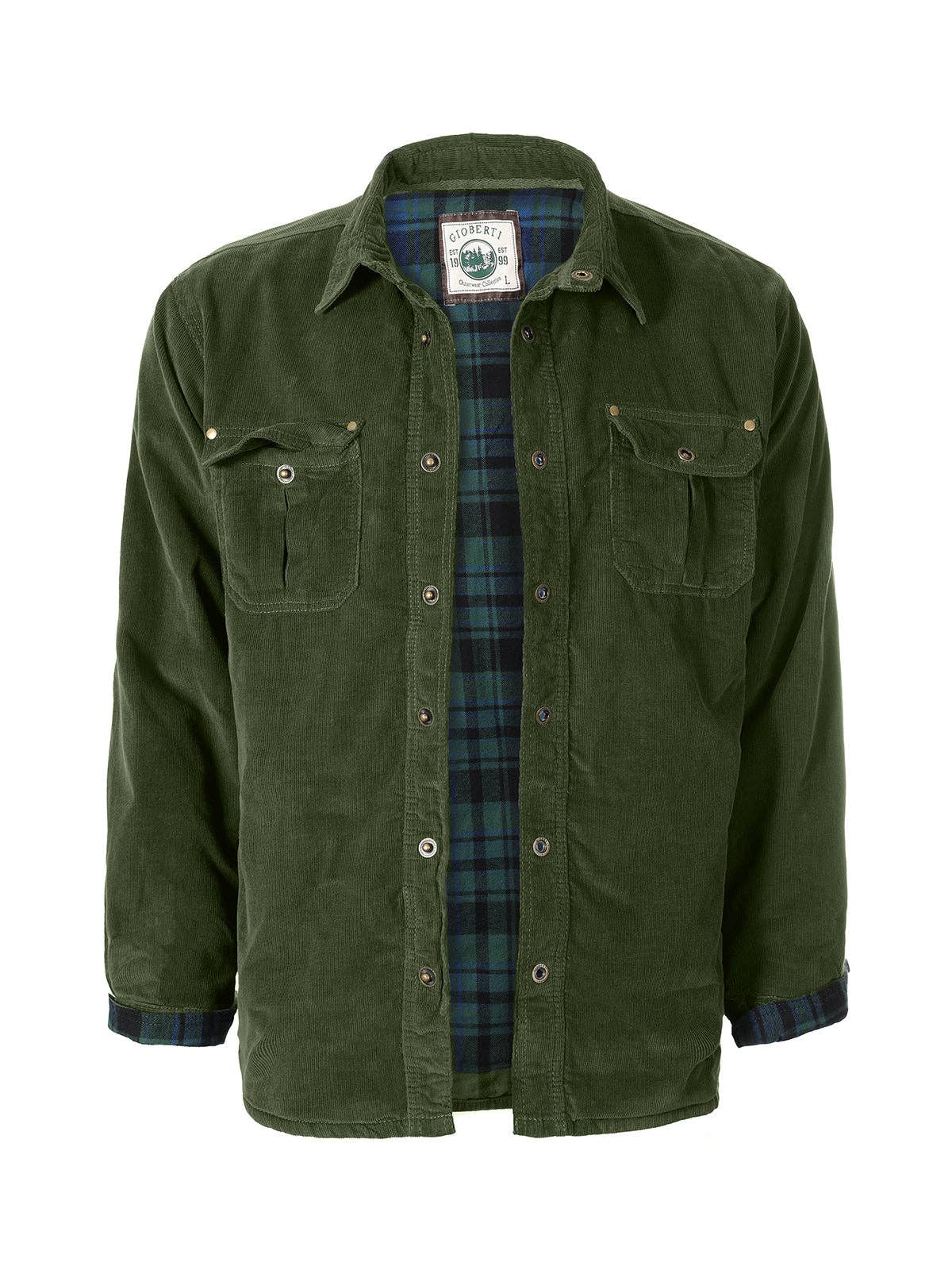 b-one inc – wholesale Shirt Jacket/Shacket - Men’s – Men's Corduroy Button Down Shirt Jacket with Flannel Lining GB-CJ953