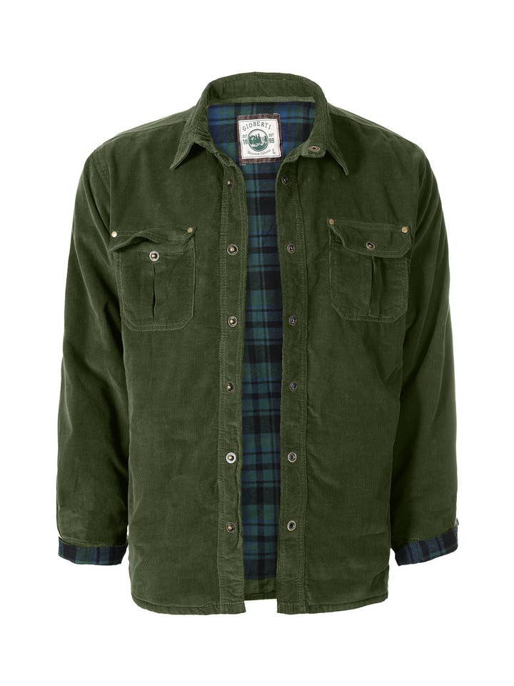 b-one inc – wholesale Shirt Jacket/Shacket - Men’s – Men's Corduroy Button Down Shirt Jacket with Flannel Lining GB-CJ953