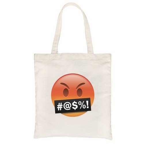 365 In Love - Wholesale Tote Bag - Women's - Emoji-Angry Canvas Bag1