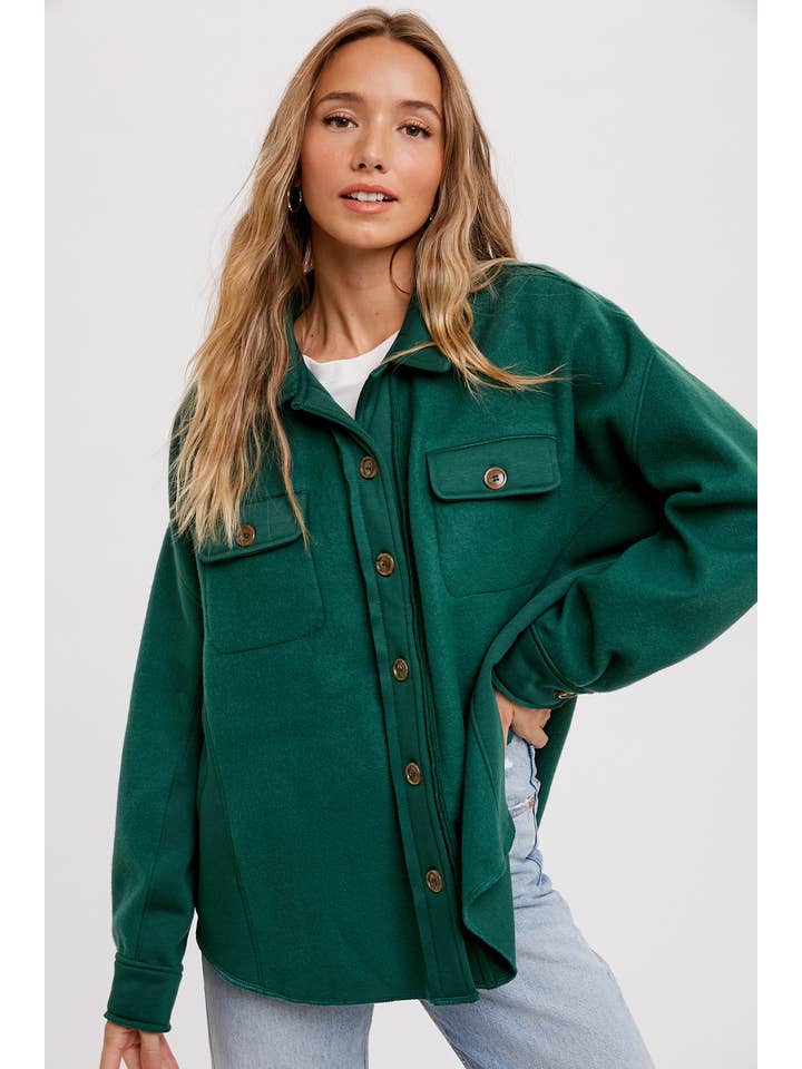 Bluivy – Engroshandel Skjortejakke/shacket – til kvinder – BØRSTET TERRY KNAP OP SHACKET30