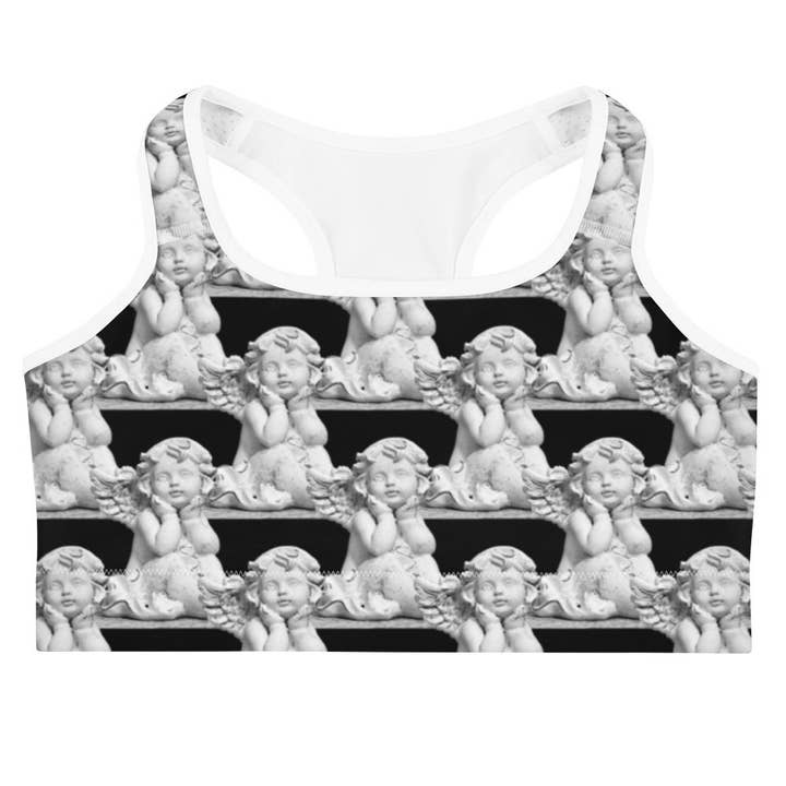 Soutien-gorge de sport à motif Nouvelle Terre (blanc) pour la vente par Urbancoolab