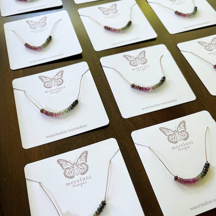 Merelani Designs - Wholesale Beaded/Pearl Necklace - Watermelon Tourmaline Necklace