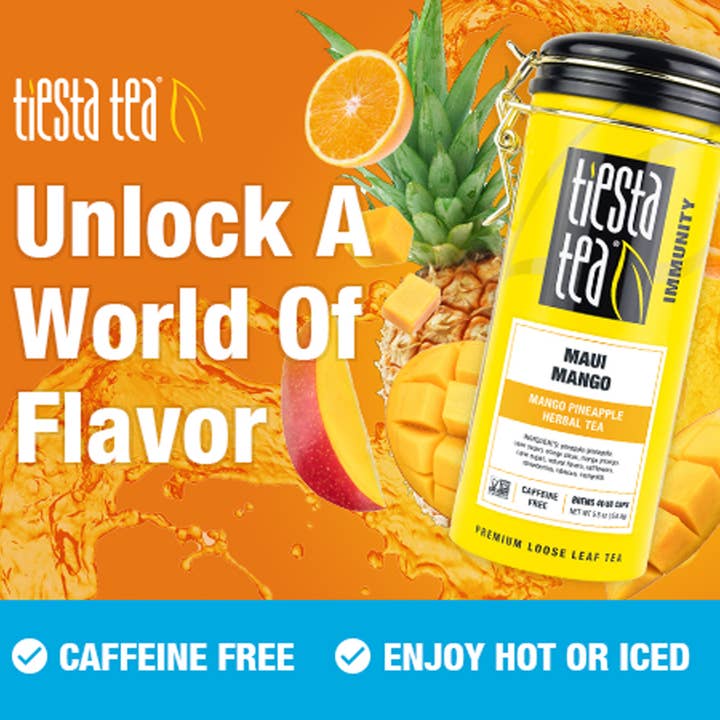 Tiesta Tea Company - Wholesale Loose Tea - Maui Mango - Mango Pineapple Herbal Tea - 5.5oz Tin/50 Cups