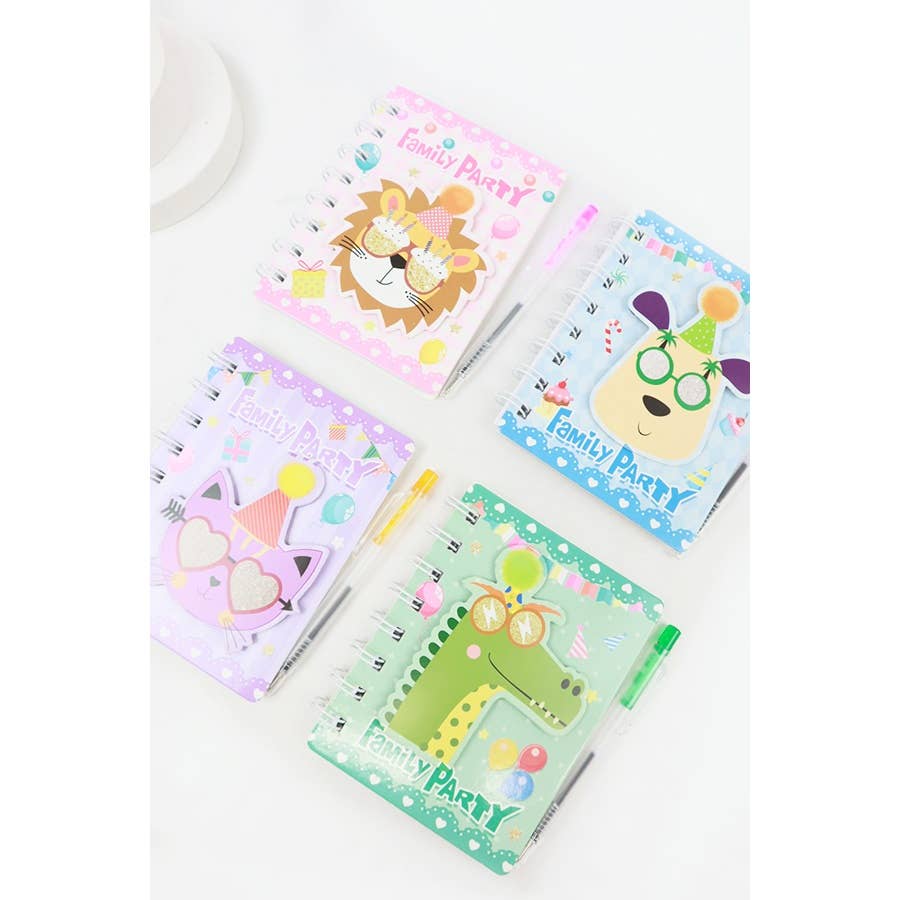 MIX COLOR Assorted Animal Family Party Notebook with Pen for wholesale on Faire2