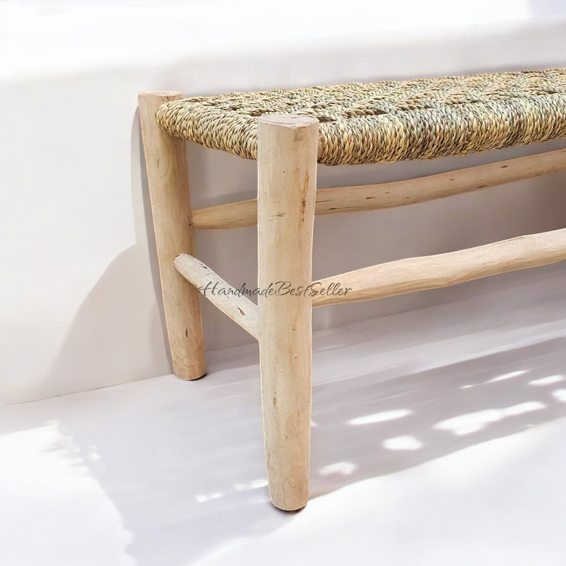 HandmadeBestSeller - Vente Bancs - Banc marocain avec corde feuille de palmier3