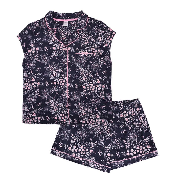 Short Sleeve Lounge Set - Navy Posie for wholesale by Opportunities