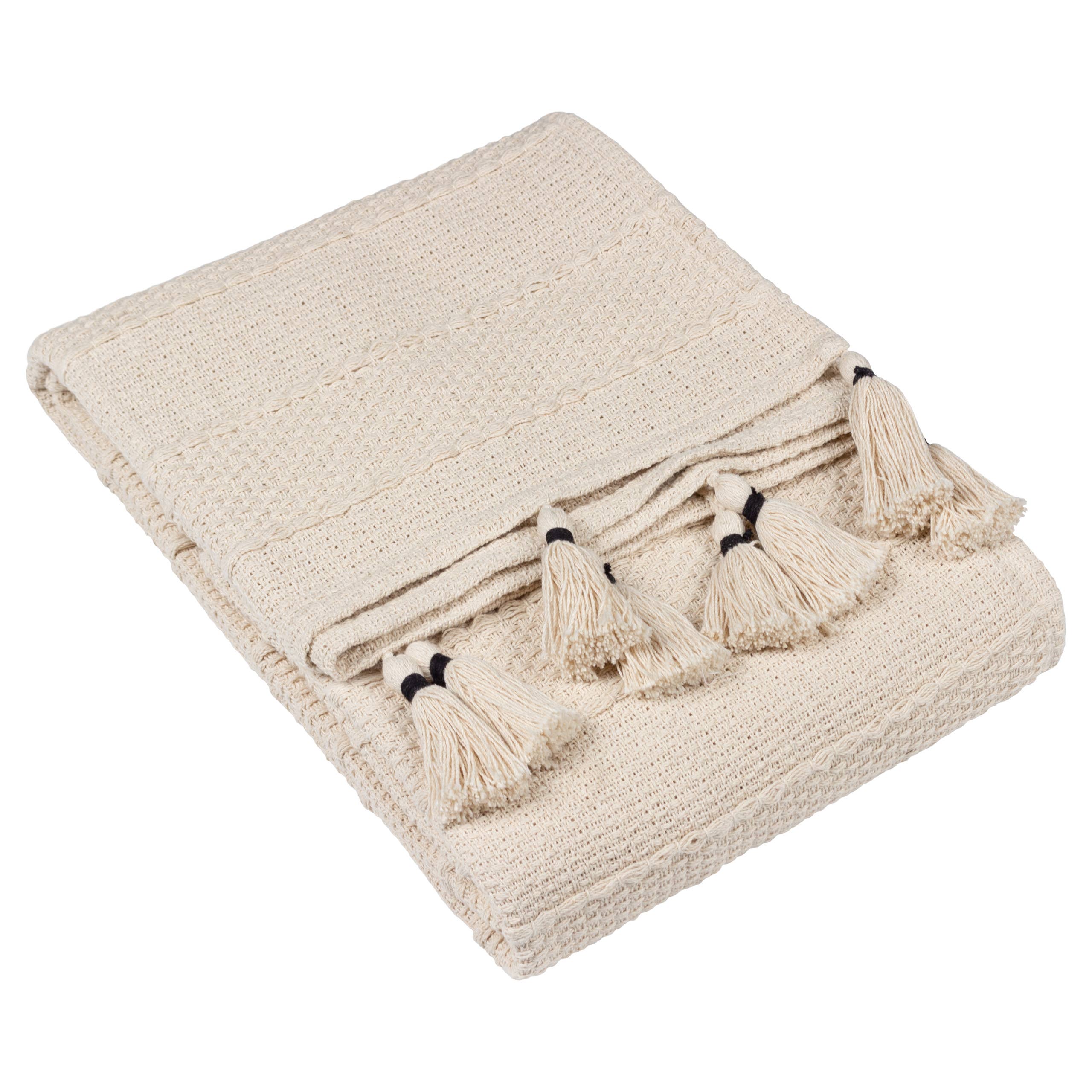 Caliche Woven Tasselled Throw Natural for wholesale on Faire1