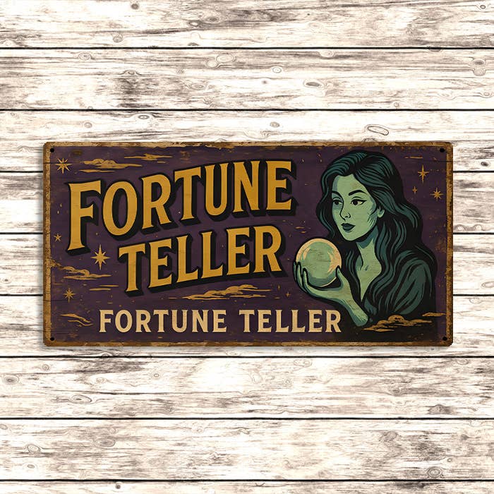 The British Metal Signs Company – Engroshandel Vægskilt – Vintage spåkone krystalkugle læsning metalskilt cirkus0