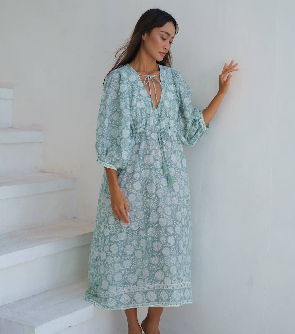 The Fox and The Mermaid - Wholesale Dress - Women's - Block Printed Drawstring Cotton Dress (Indra)9