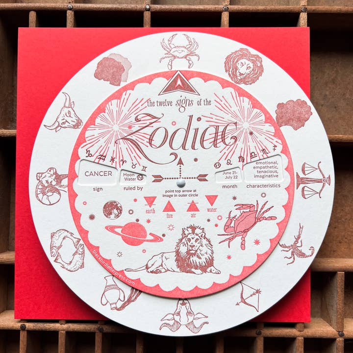 Blackbird Letterpress - Vente Carte de vœux classique - Spinner Zodiac/volvelle4