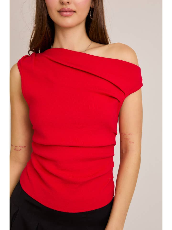 LE LIS - Wholesale Knit Top - Women's - ASYMMETRICAL NECK SWEATER TOP9