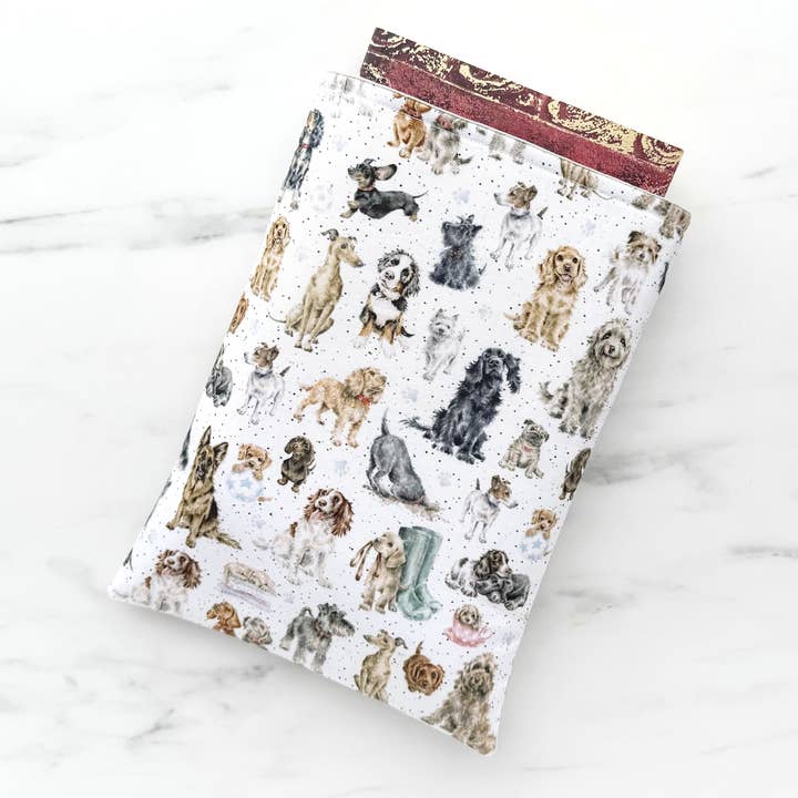 paws and whiskers (dogs) - padded book sleeve, book pouch for wholesale by pillowhead designs