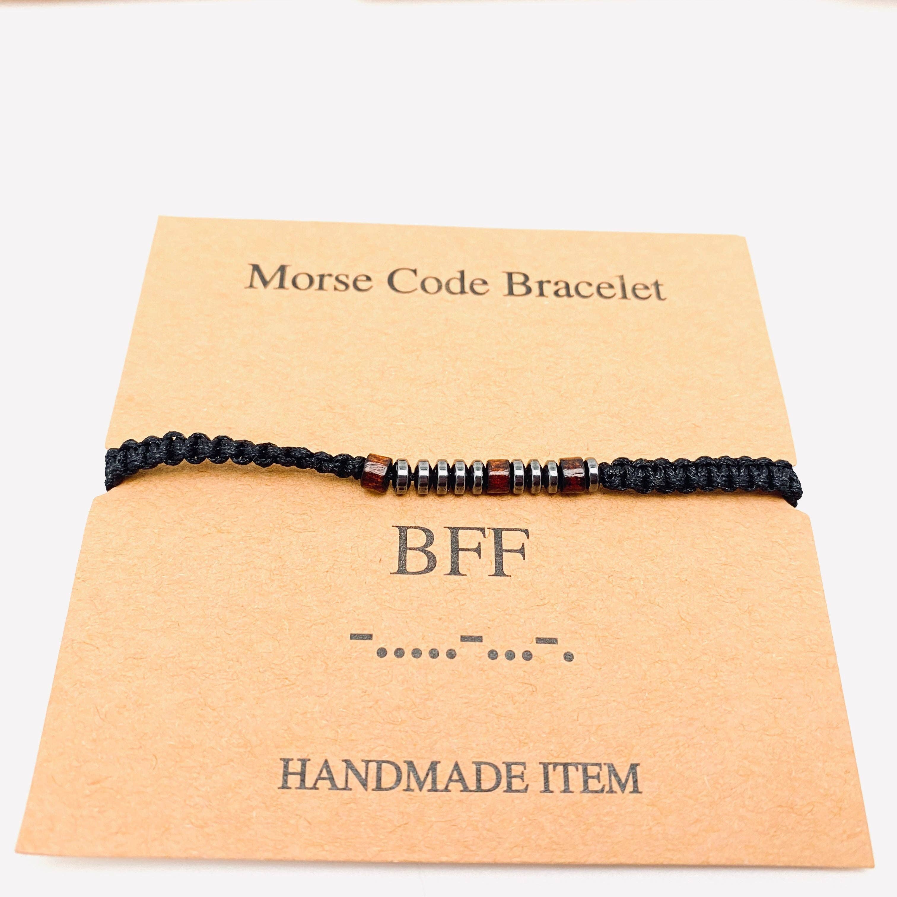 Mio Queena - Wholesale Woven/Braided Bracelet - Multi-style Hand-woven Wood Bead Morse Code Bracelet13