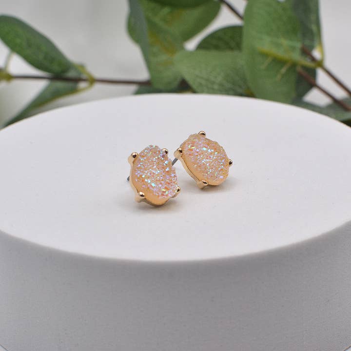 StarryNYC - Wholesale Stud/Post Earrings - Druzy Sparkly Stone Crystals Stud Earrings35