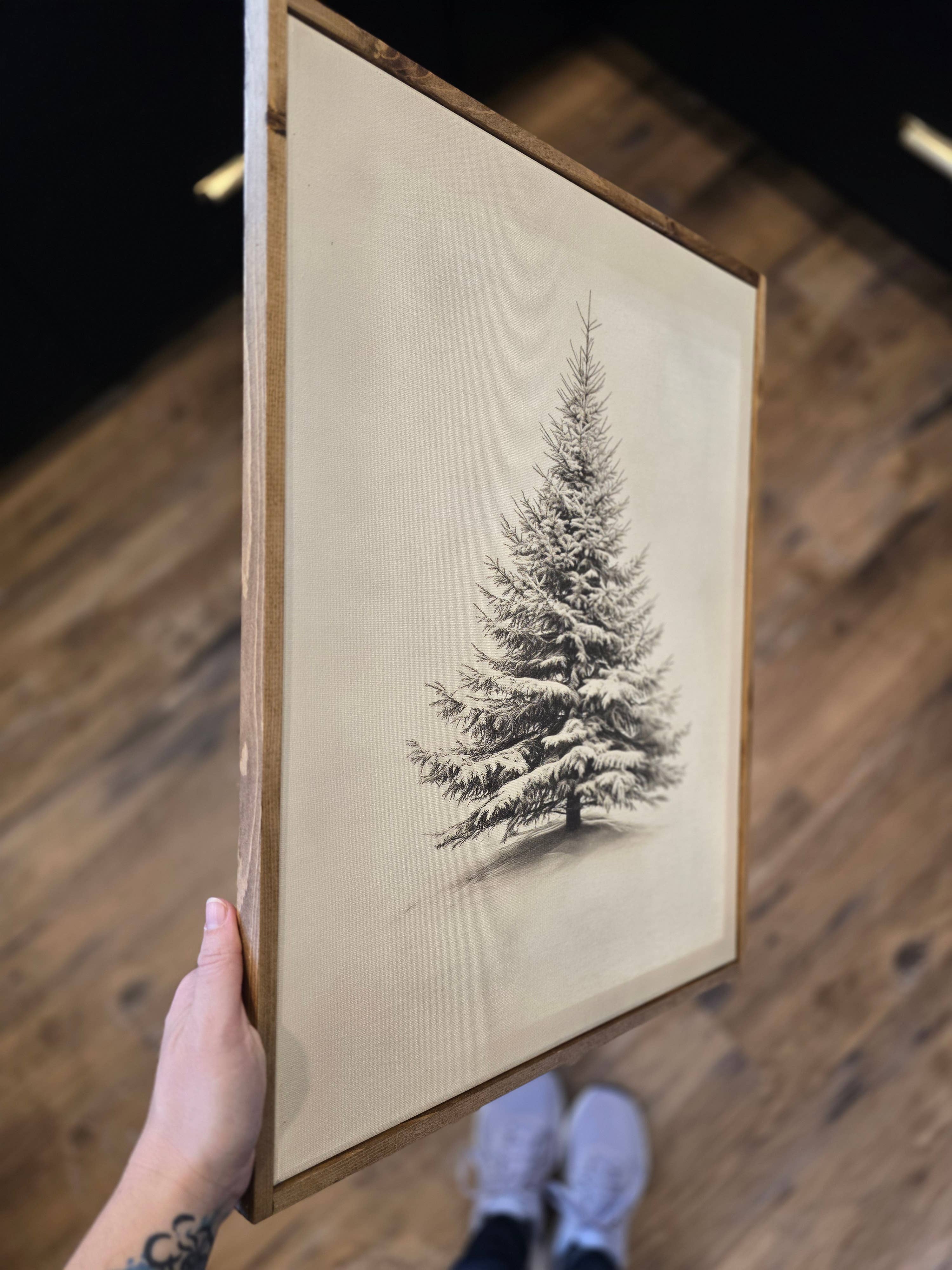 The 19th Collective - Wholesale Canvas Art - Vintage Evergreen Print, Framed Canvas, Christmas Decor3