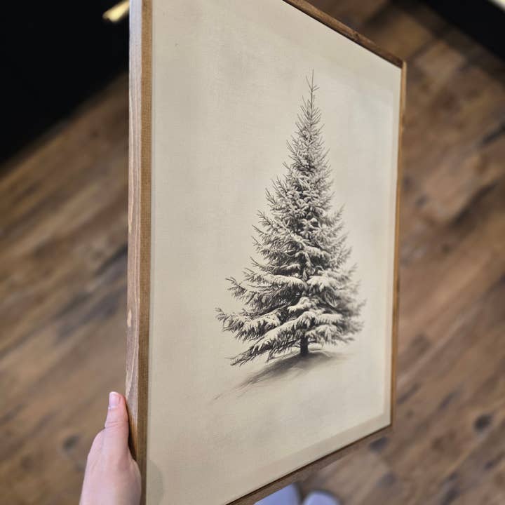 The 19th Collective - Wholesale Canvas Art - Vintage Evergreen Print, Framed Canvas, Christmas Decor3
