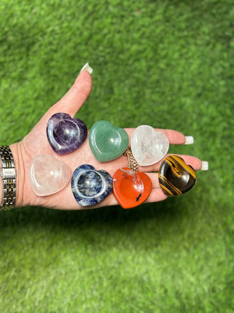 CaNatureLover - Wholesale Spiritual Stone/Crystal - 7 Chakra Heart Worry Stones 1.5 Inch | Palm Stone | Premium 0