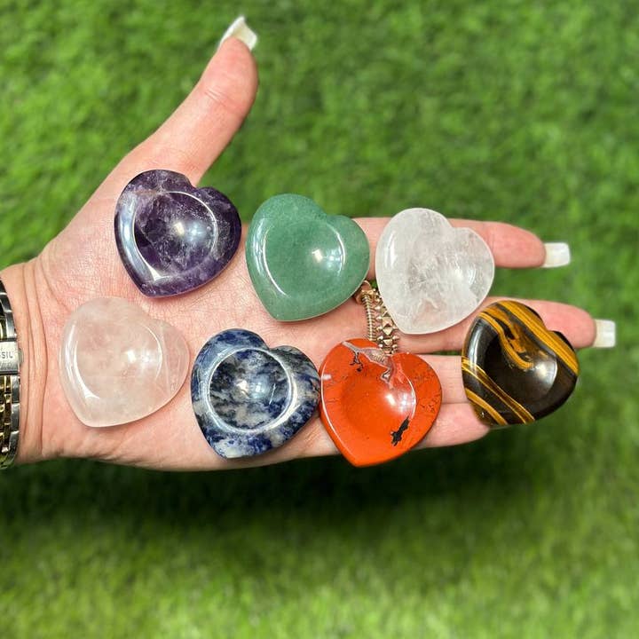 CaNatureLover - Wholesale Spiritual stone/crystal - 7 Chakra Heart Worry Stones 1.5 Inch | Palm Stone | Premium 0
