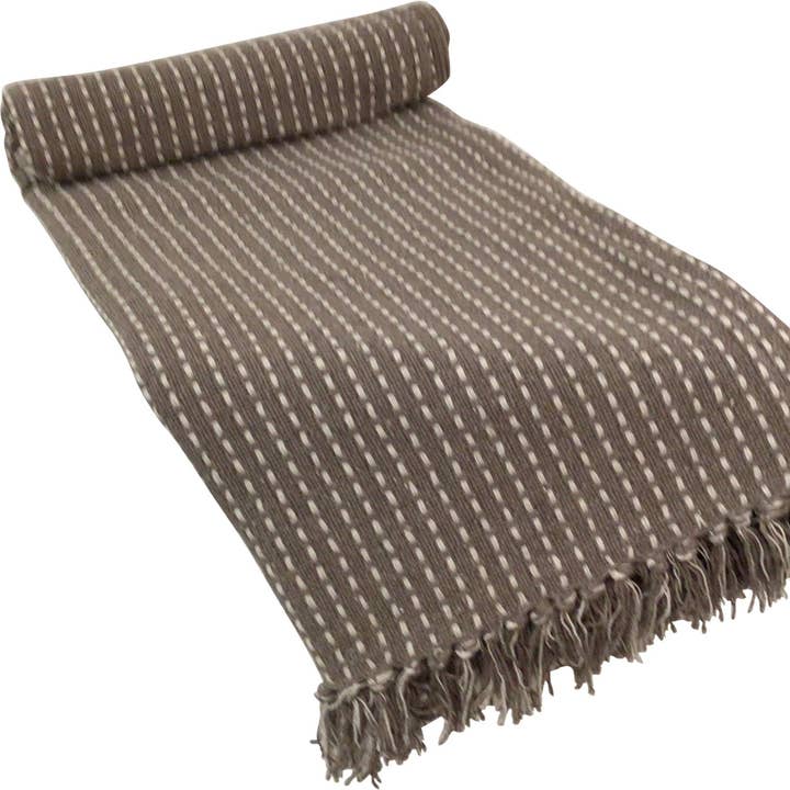 Silver Tree Home & Holiday - Wholesale Throw Blanket - G00406: Pick stitch throw,taupe 80% cottn,20% poly,50x60in0