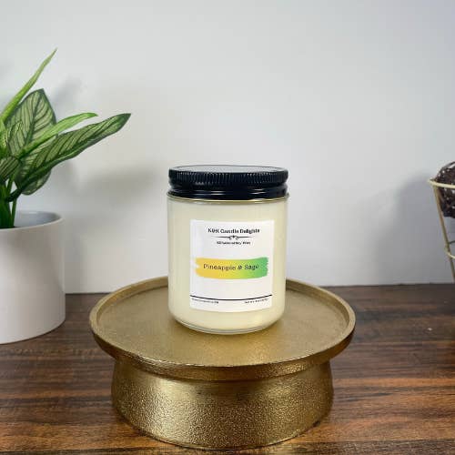 Pineapple & Sage 9oz Soy Candle for wholesale by K&K Candle Delights