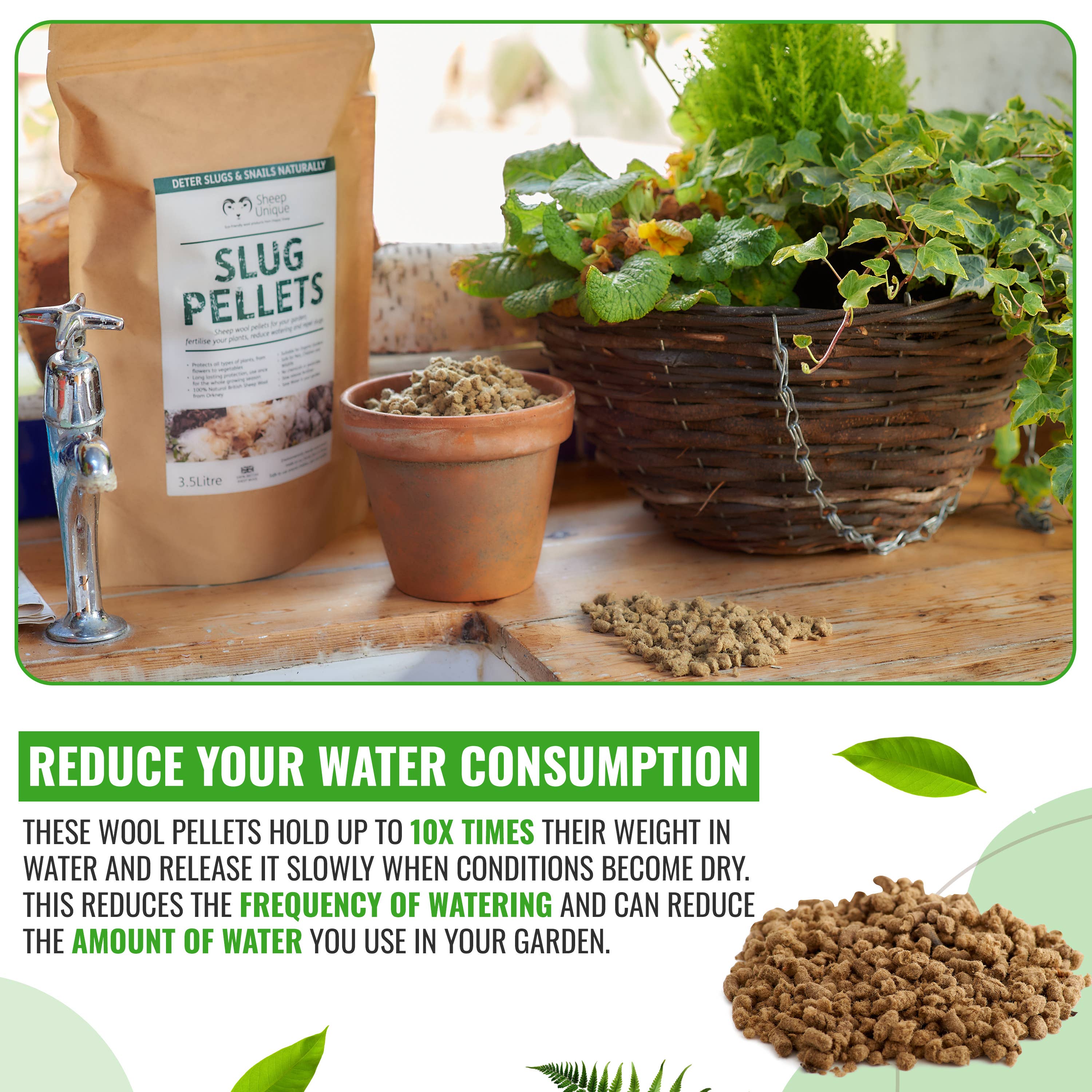 Sheep Unique - Wholesale Planting/potting soil - Slug Wool Pellets - 100% Wool, Pest Repellent, 3.5L / 7.3pts9