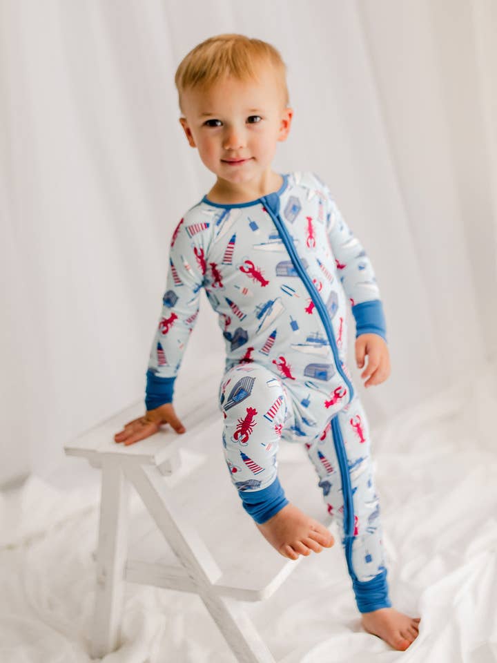 ⚓ Bailey- All Things Lobster Fishing Zippy Romper for wholesale by Bailey Baby Co.