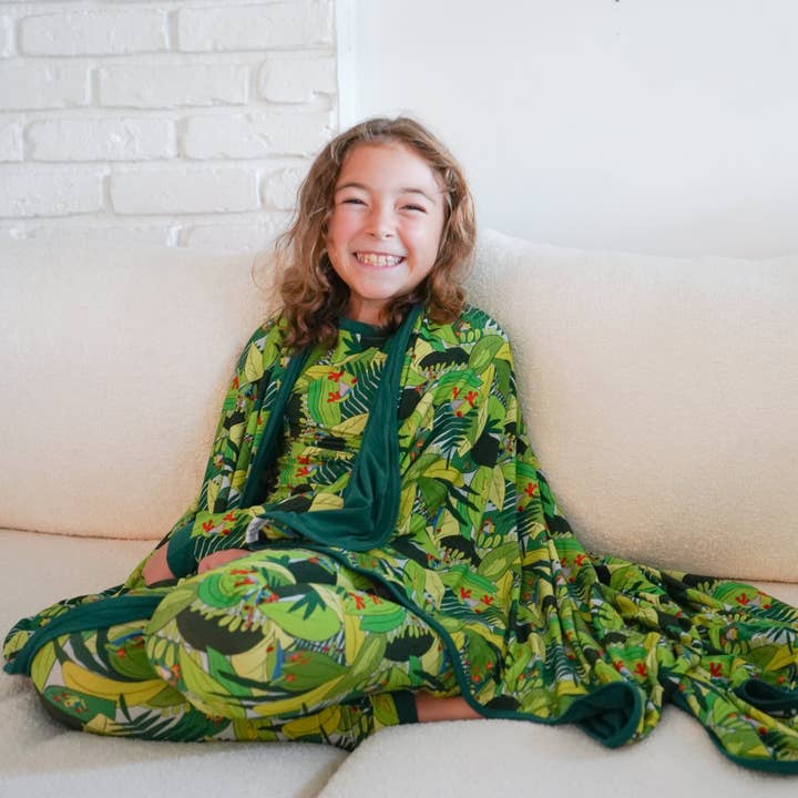 Couverture en bambou à double couche réversible Grenouille arboricole aux yeux rouges pour la vente par Jungle Jams