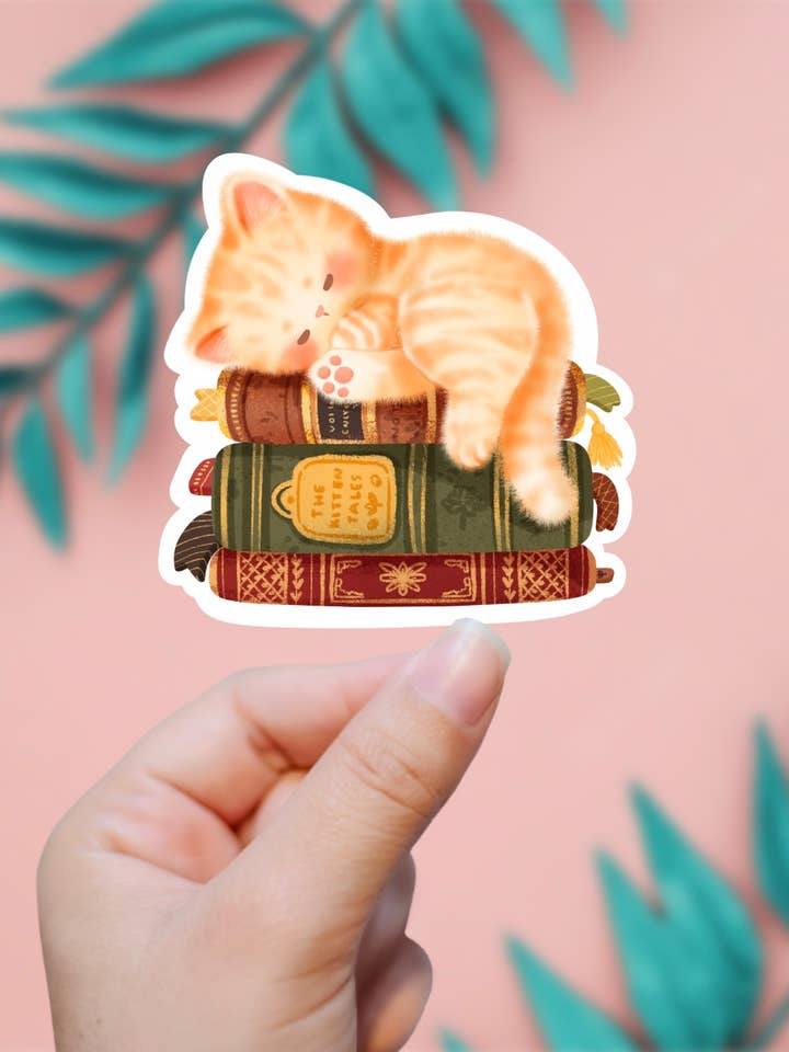 Sleepy Orange Cat Sticker for wholesale by EnchantingSunshine
