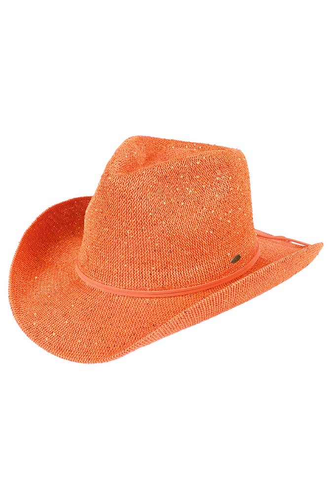 Hana - Vente Chapeau de cowboy – femme - Chapeau de cowboy à paillettes C.C15