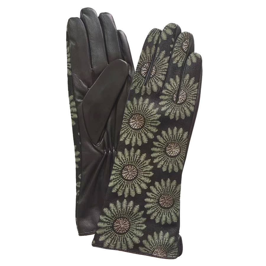 Dupatta Designs - Wholesale Gloves - Women's - Nicholson Floral Leather Gloves O/S MED0
