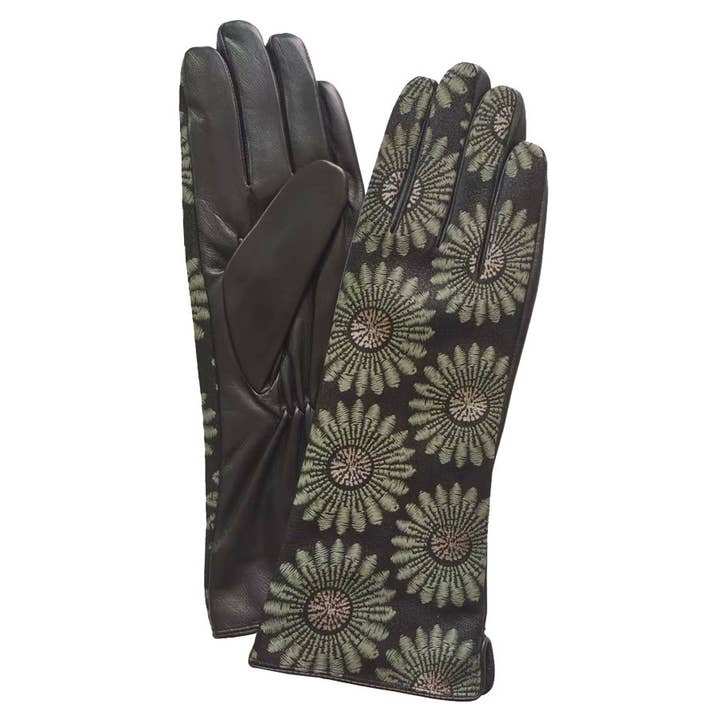 Dupatta Designs - Wholesale Gloves - Women's - Nicholson Floral Leather Gloves O/S MED